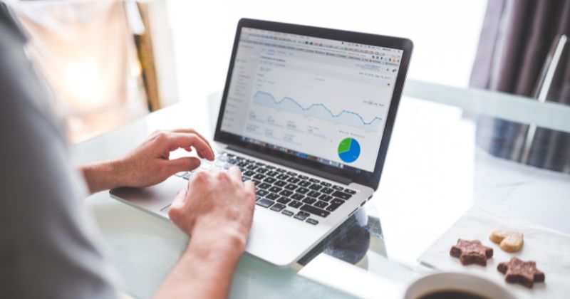 A person viewing website analytics reports.