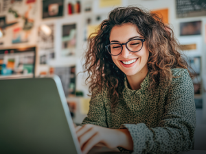 Women sitting at a computer creating campaigns for fintech and medtech businesses highlighting the benefits of digital marketing.