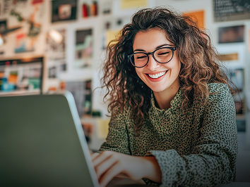 Women sitting at a computer creating campaigns for fintech and medtech businesses highlighting the benefits of digital marketing.